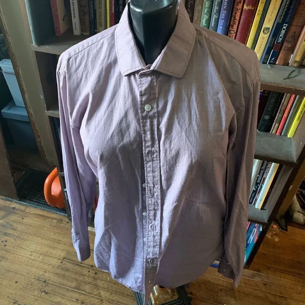 J Crew Ludlow 120 2 ply burgundy and white business casual XL button down shirt
